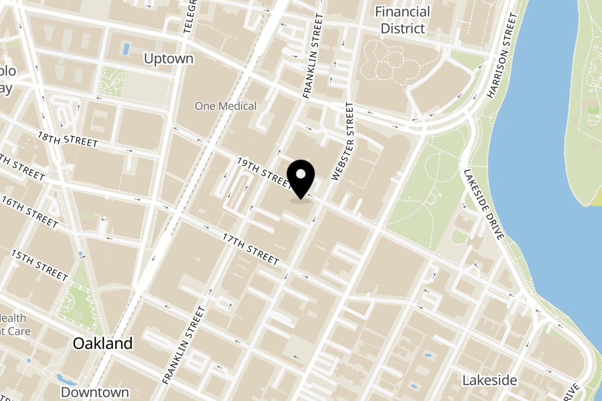 Map showing the location of Alma Bar Cocina on 361 19th St in Oakland